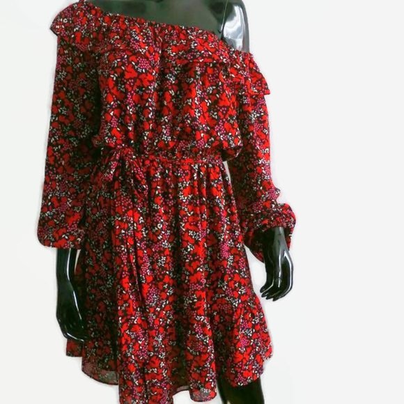 Michael Kors Off-The-Shoulder Floral Mini Dress Size S/M   (M) - Picture 5 of 6